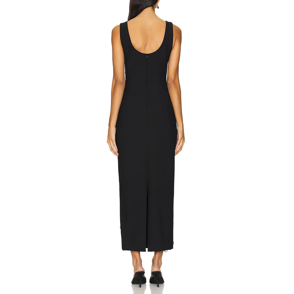 Casual Square Neck Sleeveless Patchwork Decoration Maxi Dress