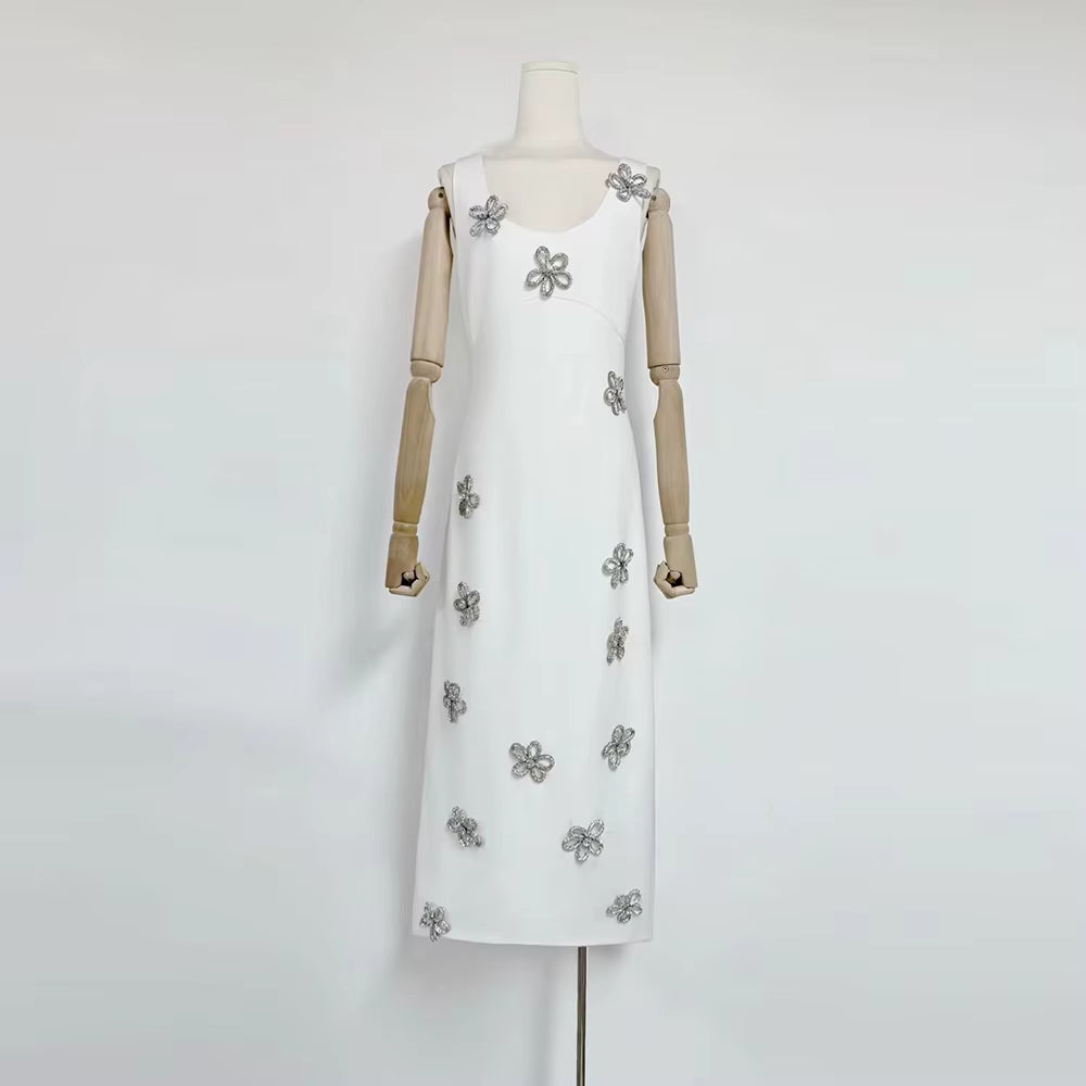 Casual Square Neck Sleeveless Patchwork Decoration Maxi Dress