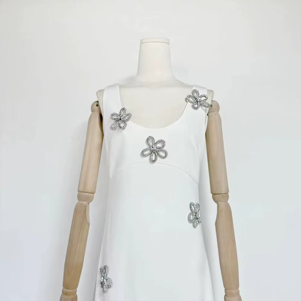 Casual Square Neck Sleeveless Patchwork Decoration Maxi Dress