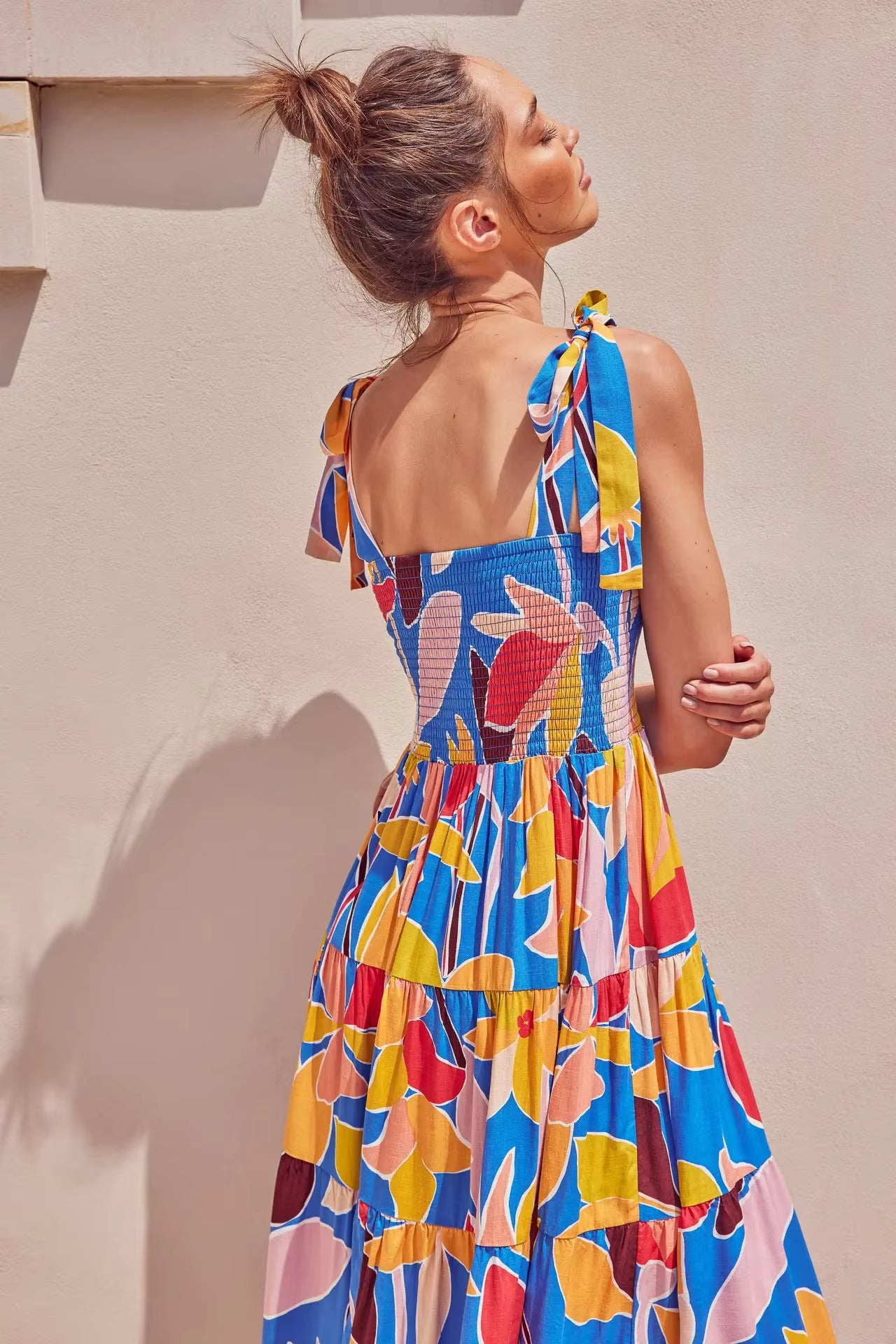 Casual Square Neck Sleeveless Printed Long Tank Dress