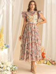 Casual Stand Striped Butterfly Sleeve Sequins Slim Zipper