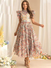 Casual Stand Striped Butterfly Sleeve Sequins Slim Zipper