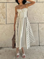 Casual Strapless Sleeveless High Waist Temperament Dress