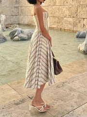 Casual Strapless Sleeveless High Waist Temperament Dress