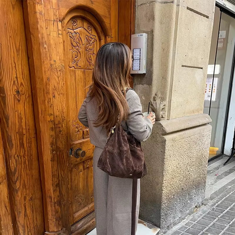 Casual Street Plaid Lapel Buttons Crop Jacket Short Pleated A-line Skirts Set