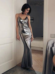 Casual Streetwear Camisole Backless V-neck Slim Party Sleeveless Bodycon Maxi Dresses