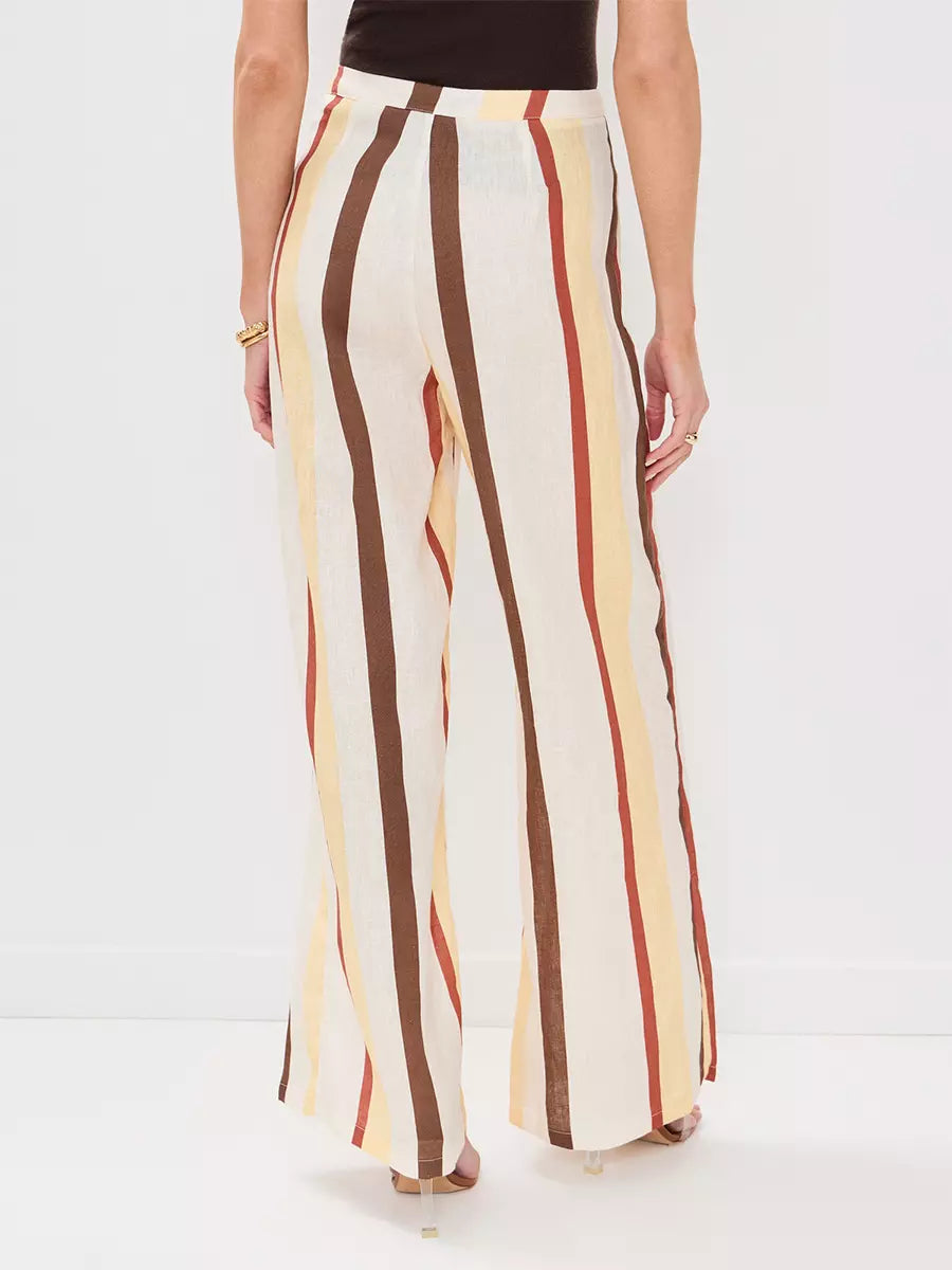 Casual Striped Sleeveless Top And Loose Leg Pants 2 Piece Set