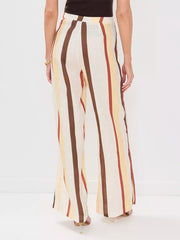 Casual Striped Sleeveless Top And Loose Leg Pants 2 Piece Set