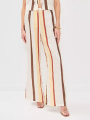 Casual Striped Sleeveless Top And Loose Leg Pants 2 Piece Set