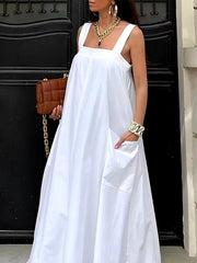 Casual Stylish Sleeveless Square-Neck Daily Going Out Maxi Dresses