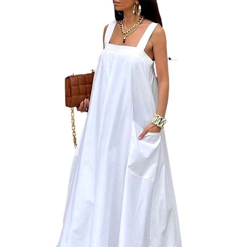 Casual Stylish Sleeveless Square-Neck Daily Going Out Maxi Dresses