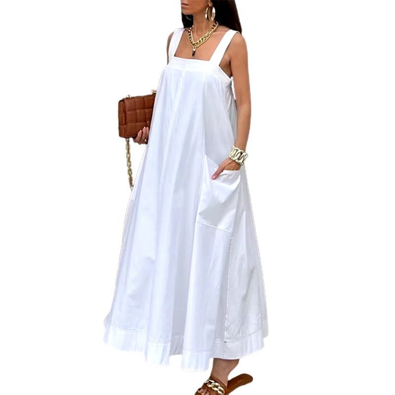 Casual Stylish Sleeveless Square-Neck Daily Going Out Maxi Dresses