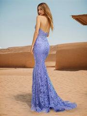 Casual Sweetheart Neck Sweep Lace Mermaid Prom Formal Dress