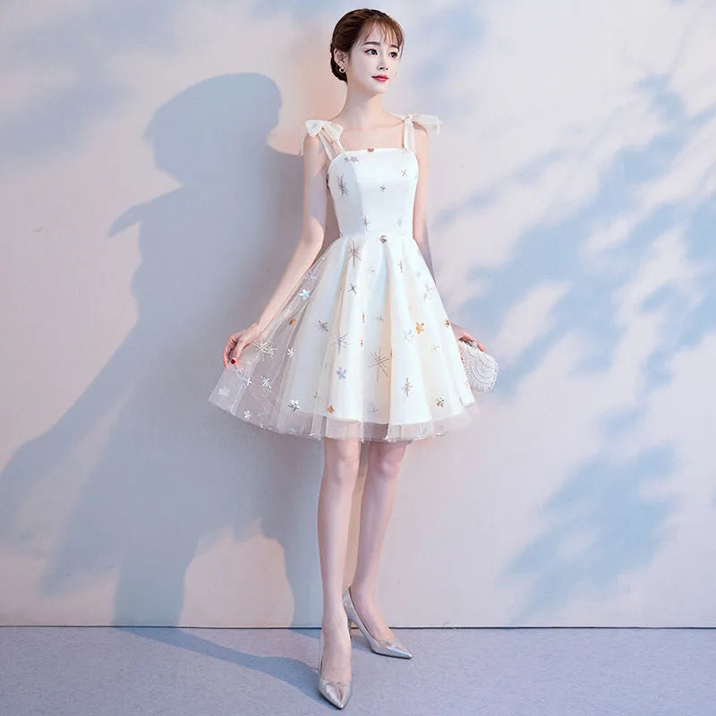 Casual Sweetheart  Sleeveless A-LINE Spaghetti Strap Graduation Mini Dress