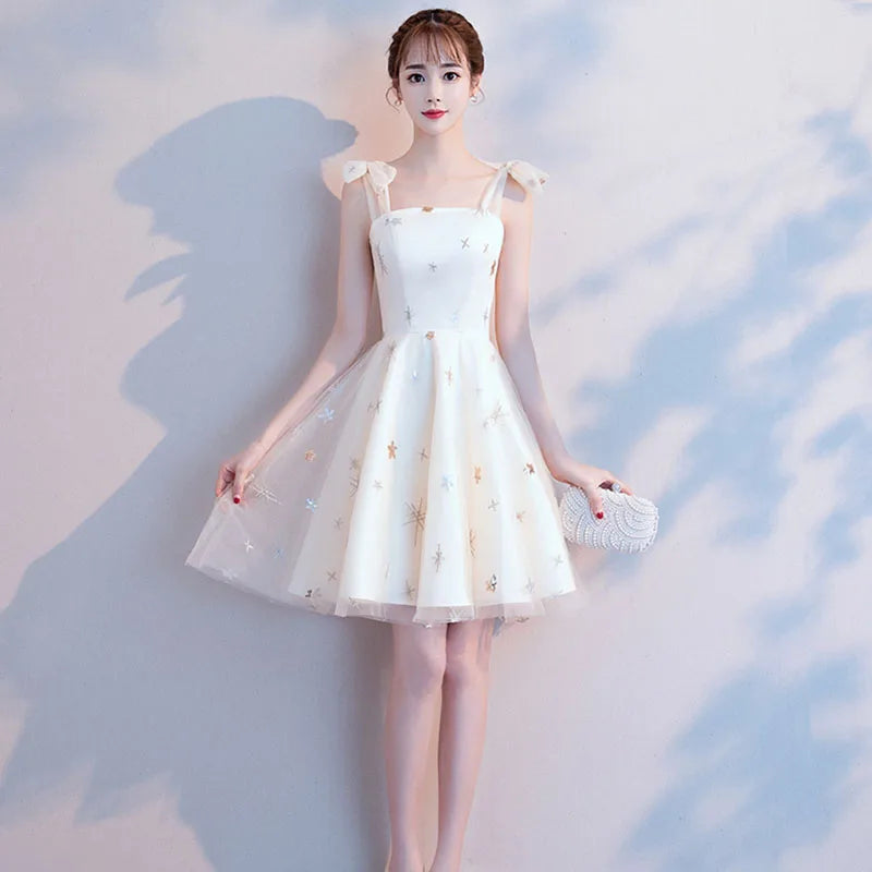 Casual Sweetheart  Sleeveless A-LINE Spaghetti Strap Graduation Mini Dress