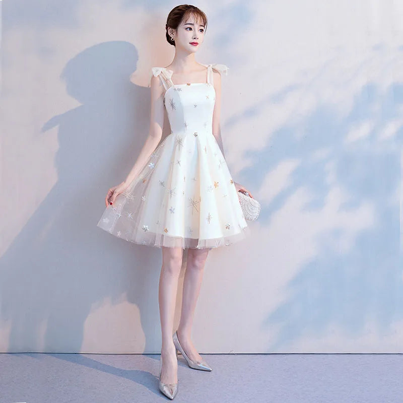 Casual Sweetheart  Sleeveless A-LINE Spaghetti Strap Graduation Mini Dress