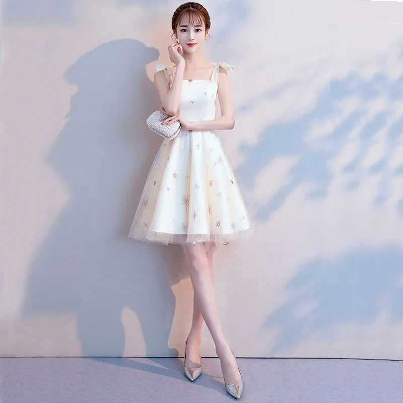 Casual Sweetheart  Sleeveless A-LINE Spaghetti Strap Graduation Mini Dress