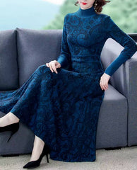 Casual Turtle Neck Long Sleeve Sweater Knitting Dress