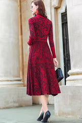 Casual Turtle Neck Long Sleeve Sweater Knitting Dress