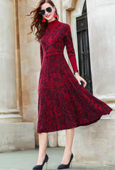 Casual Turtle Neck Long Sleeve Sweater Knitting Dress