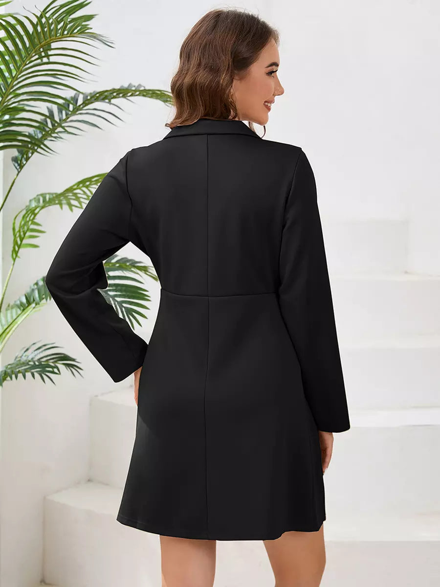 Casual V-Neck Buttons Long Sleeves Chic Mini Blazer Dresses