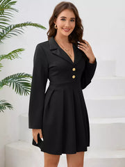 Casual V-Neck Buttons Long Sleeves Chic Mini Blazer Dresses