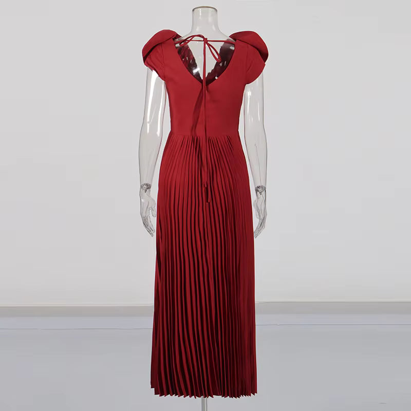 Casual V Neck Short Sleeve Patchwork Solid Temperament Spliced Flower Maxi Dresses