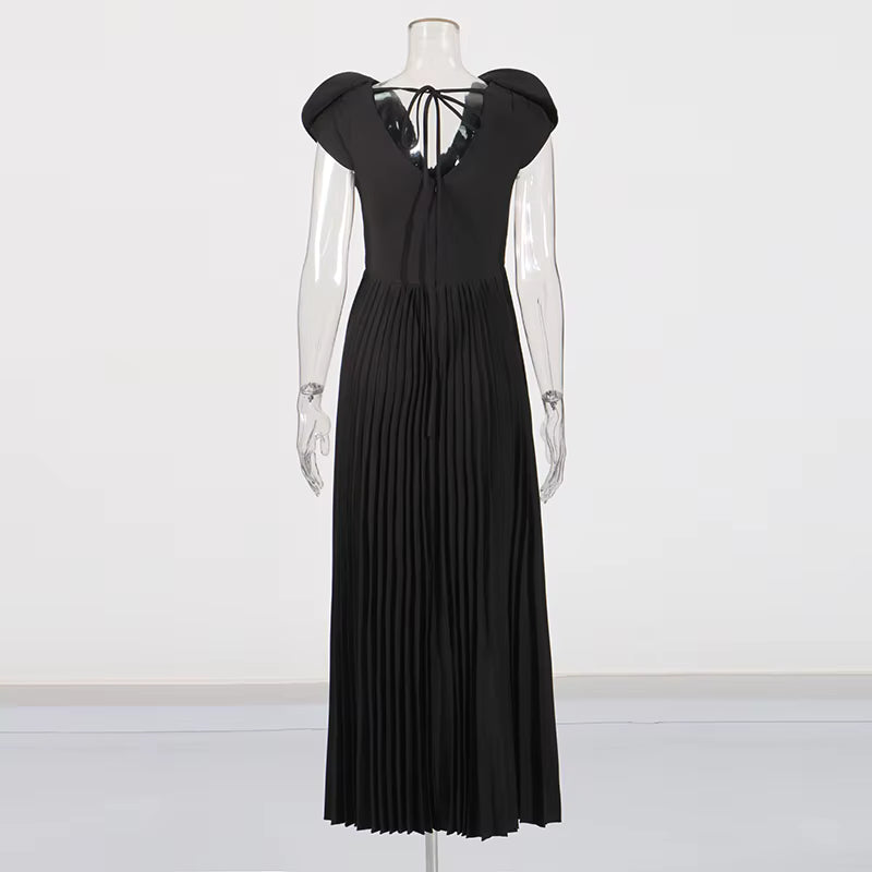 Casual V Neck Short Sleeve Patchwork Solid Temperament Spliced Flower Maxi Dresses