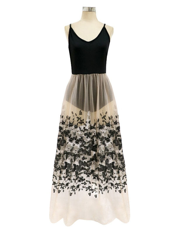 Casual  V-Neck Sleeveless Polyester Floor Length Semi Formal Party Dresses