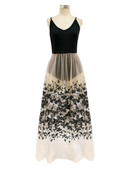 Casual  V-Neck Sleeveless Polyester Floor Length Semi Formal Party Dresses