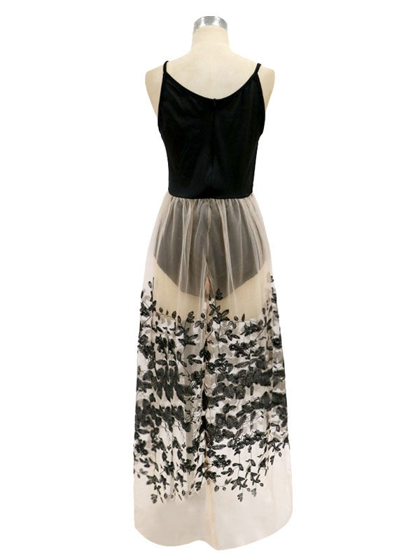 Casual  V-Neck Sleeveless Polyester Floor Length Semi Formal Party Dresses