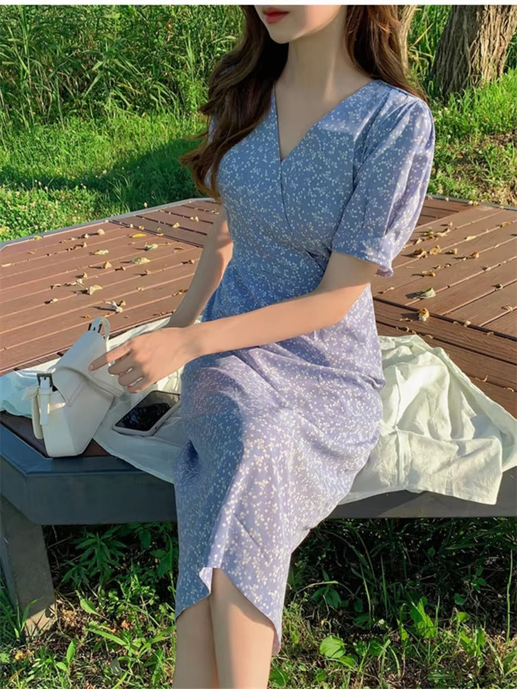 Casual Vintage Party Short Sleeve Beach Midi Dress