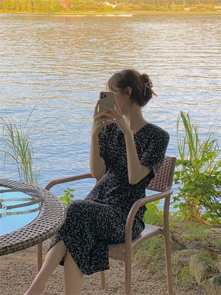 Casual Vintage Party Short Sleeve Beach Midi Dress