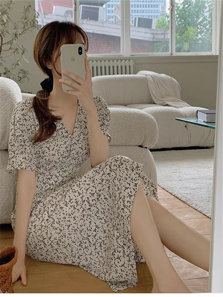 Casual Vintage Party Short Sleeve Beach Midi Dress