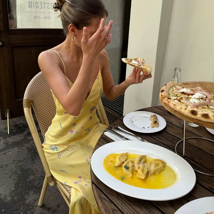 Casual sleeveless Print V-Neck Floral Spaghetti Strap Maxi Dress