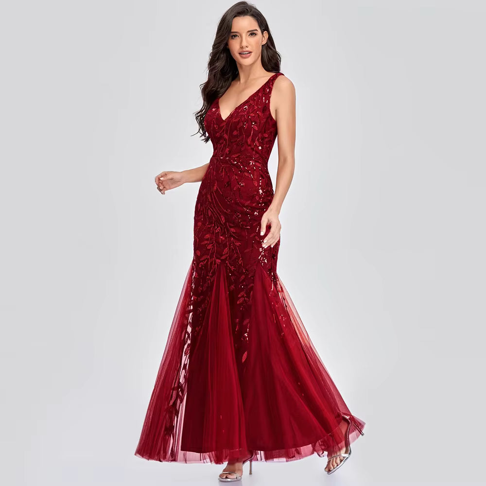 Luxury Chemical Fiber Ankle-Length zipper sleeveless Maxi Dress