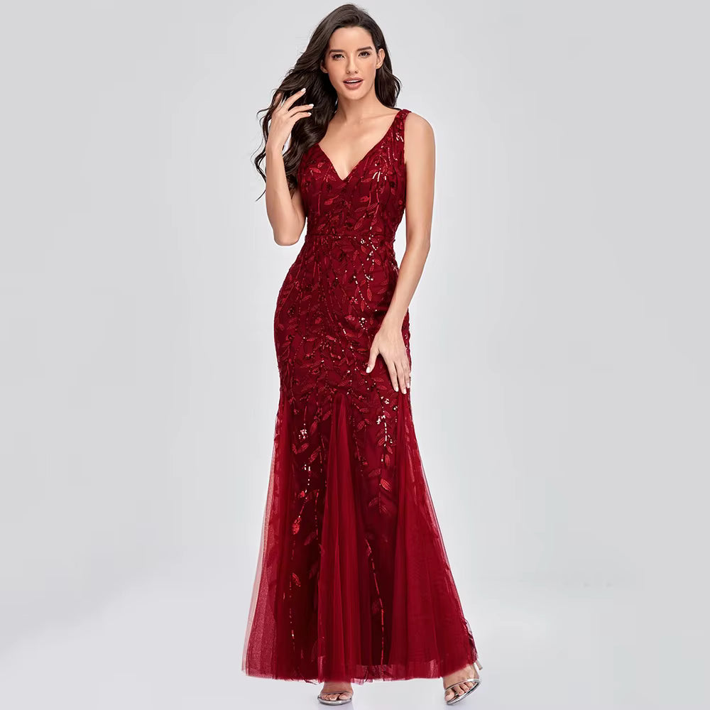 Luxury Chemical Fiber Ankle-Length zipper sleeveless Maxi Dress