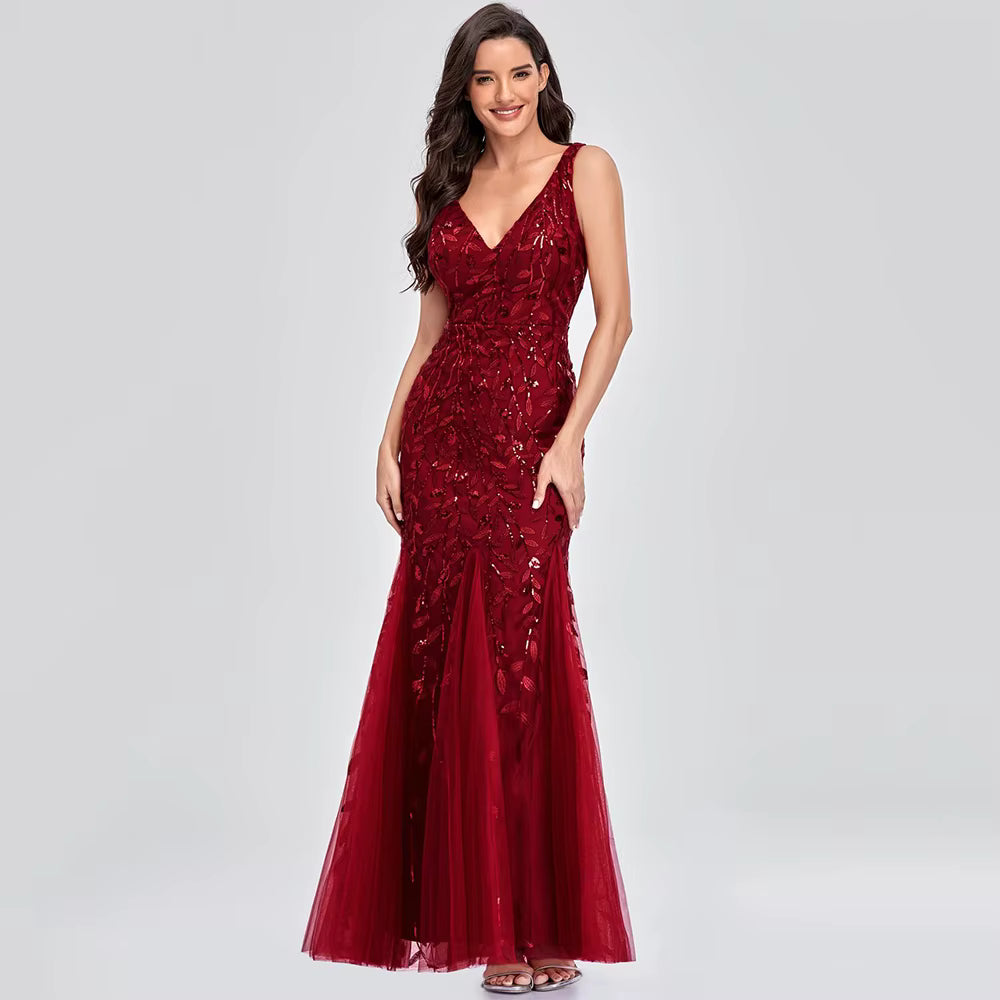 Luxury Chemical Fiber Ankle-Length zipper sleeveless Maxi Dress
