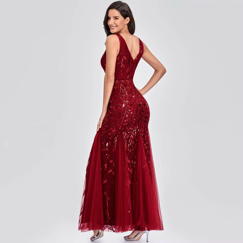 Luxury Chemical Fiber Ankle-Length zipper sleeveless Maxi Dress