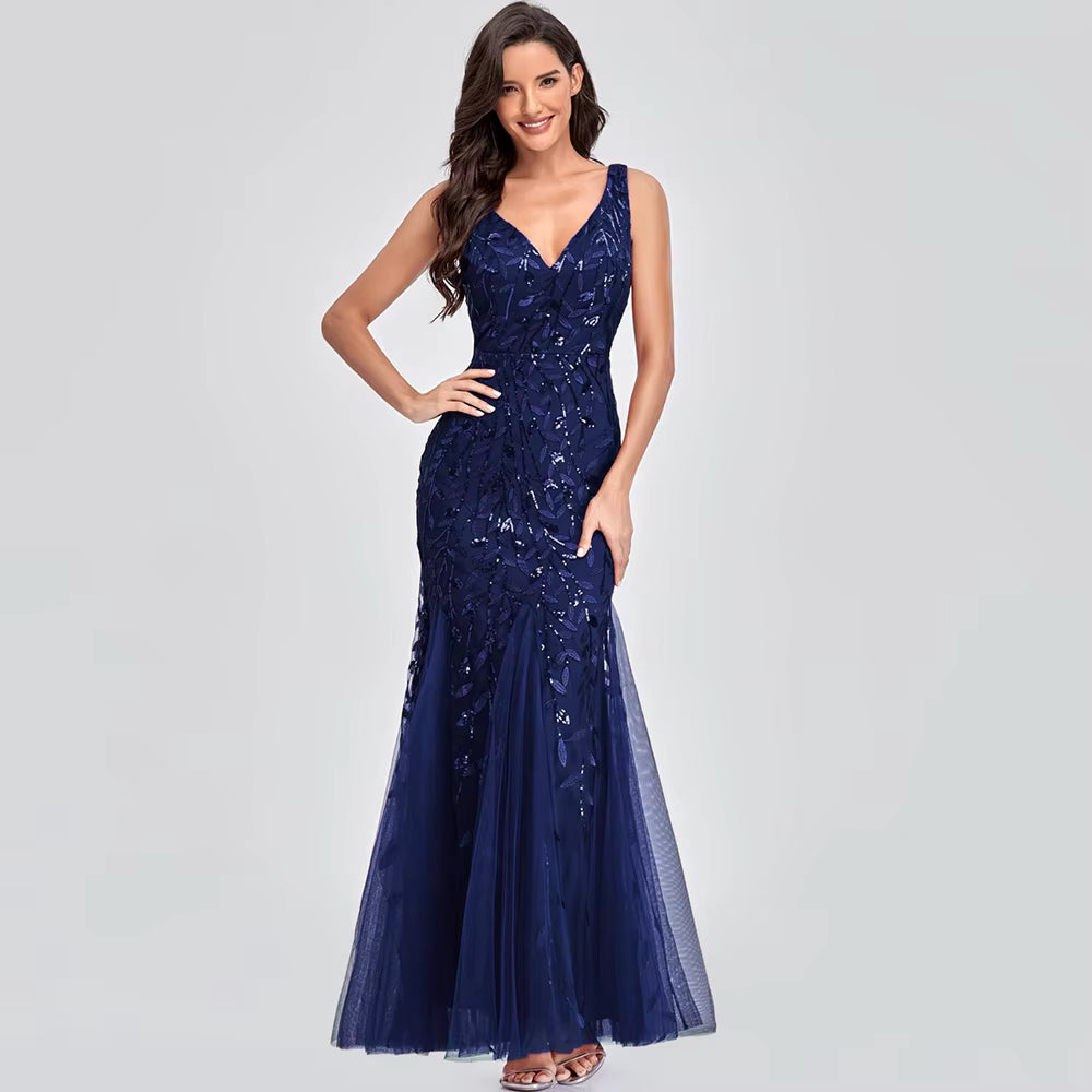 Luxury Chemical Fiber Ankle-Length zipper sleeveless Maxi Dress