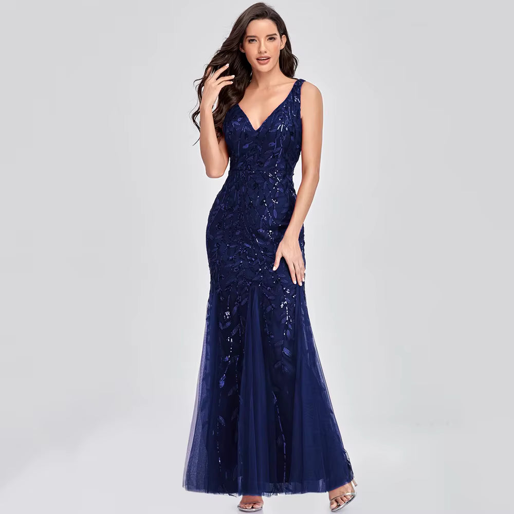 Luxury Chemical Fiber Ankle-Length zipper sleeveless Maxi Dress