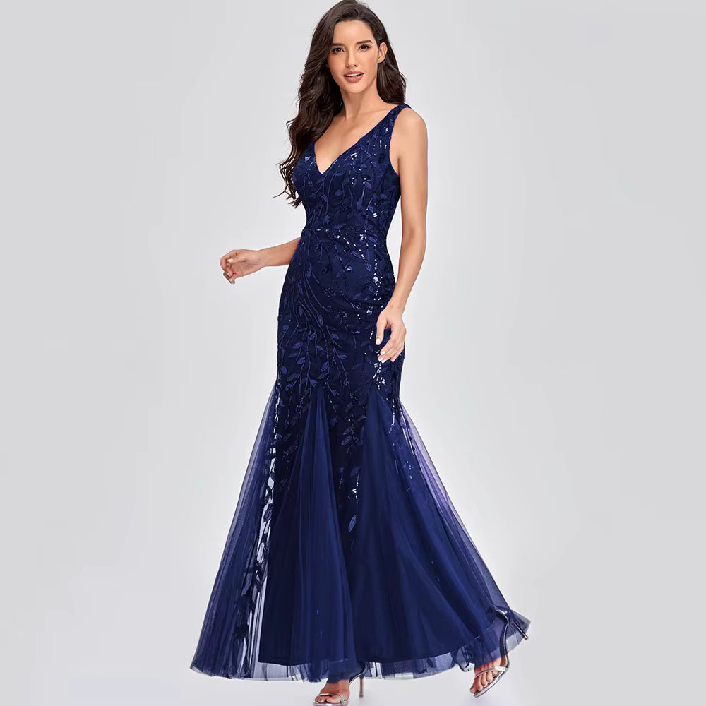 Luxury Chemical Fiber Ankle-Length zipper sleeveless Maxi Dress