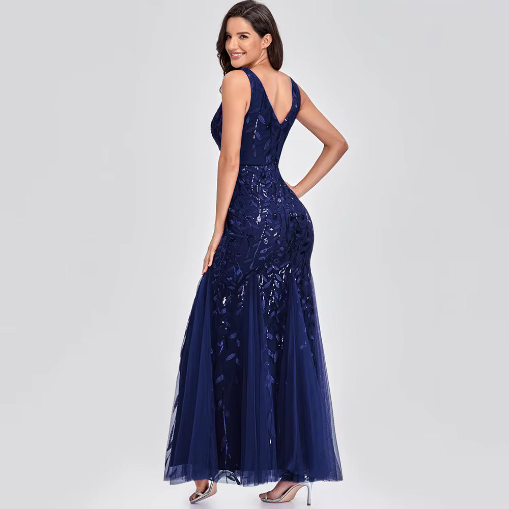 Luxury Chemical Fiber Ankle-Length zipper sleeveless Maxi Dress