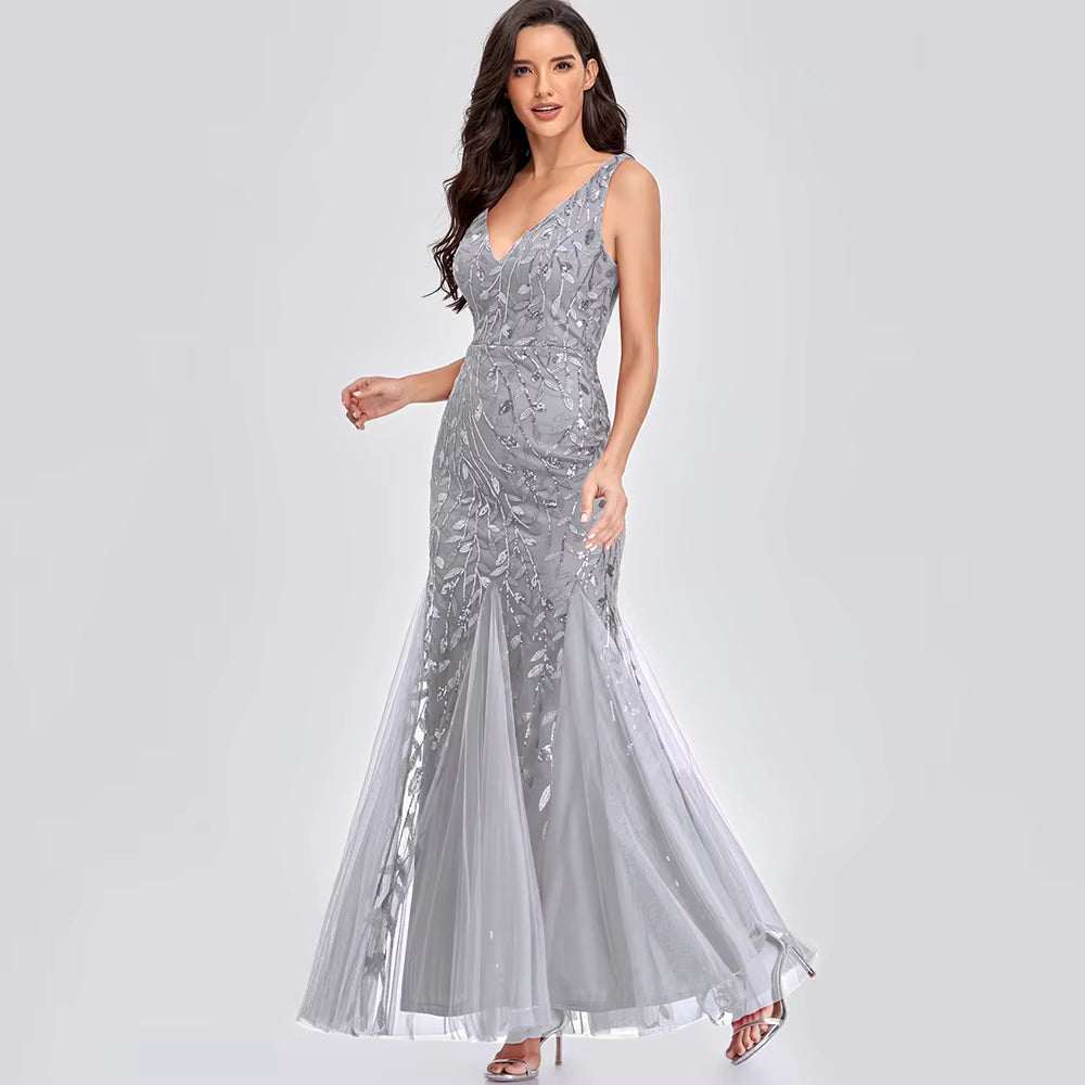 Luxury Chemical Fiber Ankle-Length zipper sleeveless Maxi Dress