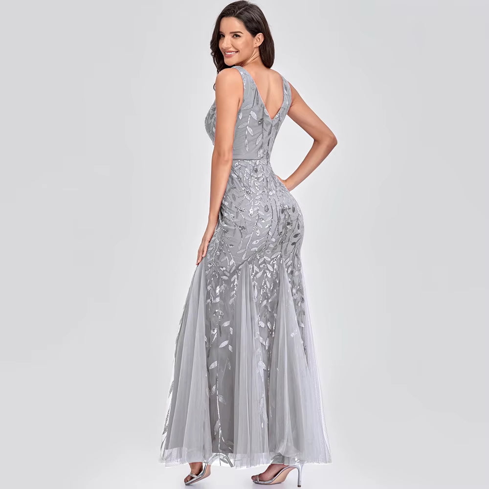 Luxury Chemical Fiber Ankle-Length zipper sleeveless Maxi Dress