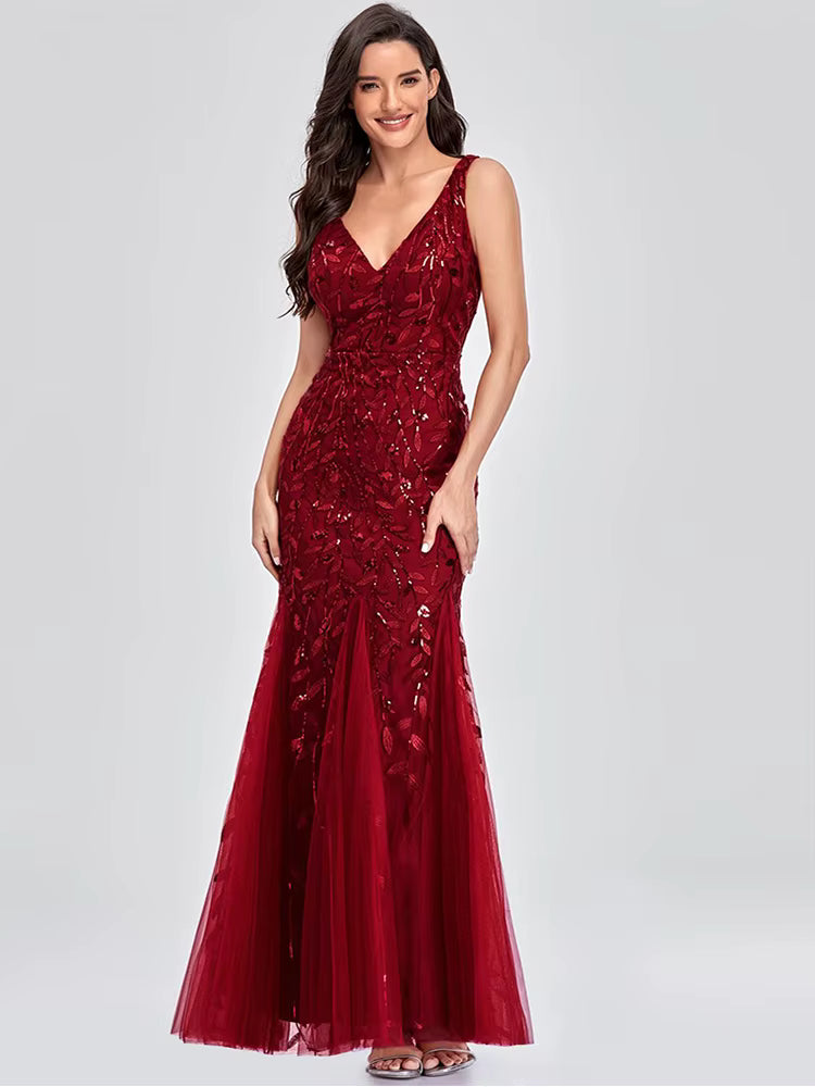 Luxury Chemical Fiber Ankle-Length zipper sleeveless Maxi Dress