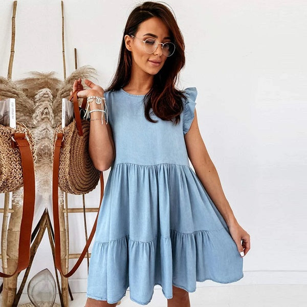 Causal Ruffles Sleeveless Party Mini Dress