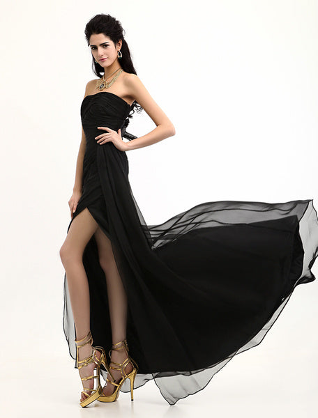 Celebrity Dresses Split Front Chiffon Cannes Film Evening Dress