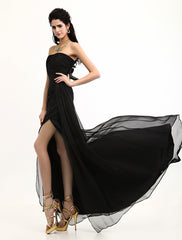 Celebrity Dresses Split Front Chiffon Cannes Film Evening Dress