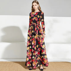 Charming Floral Print Chiffon Party Maxi Dresses